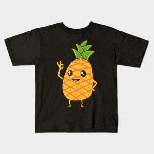 Kawaii Cartoon Pineapple Kids T-Shirt